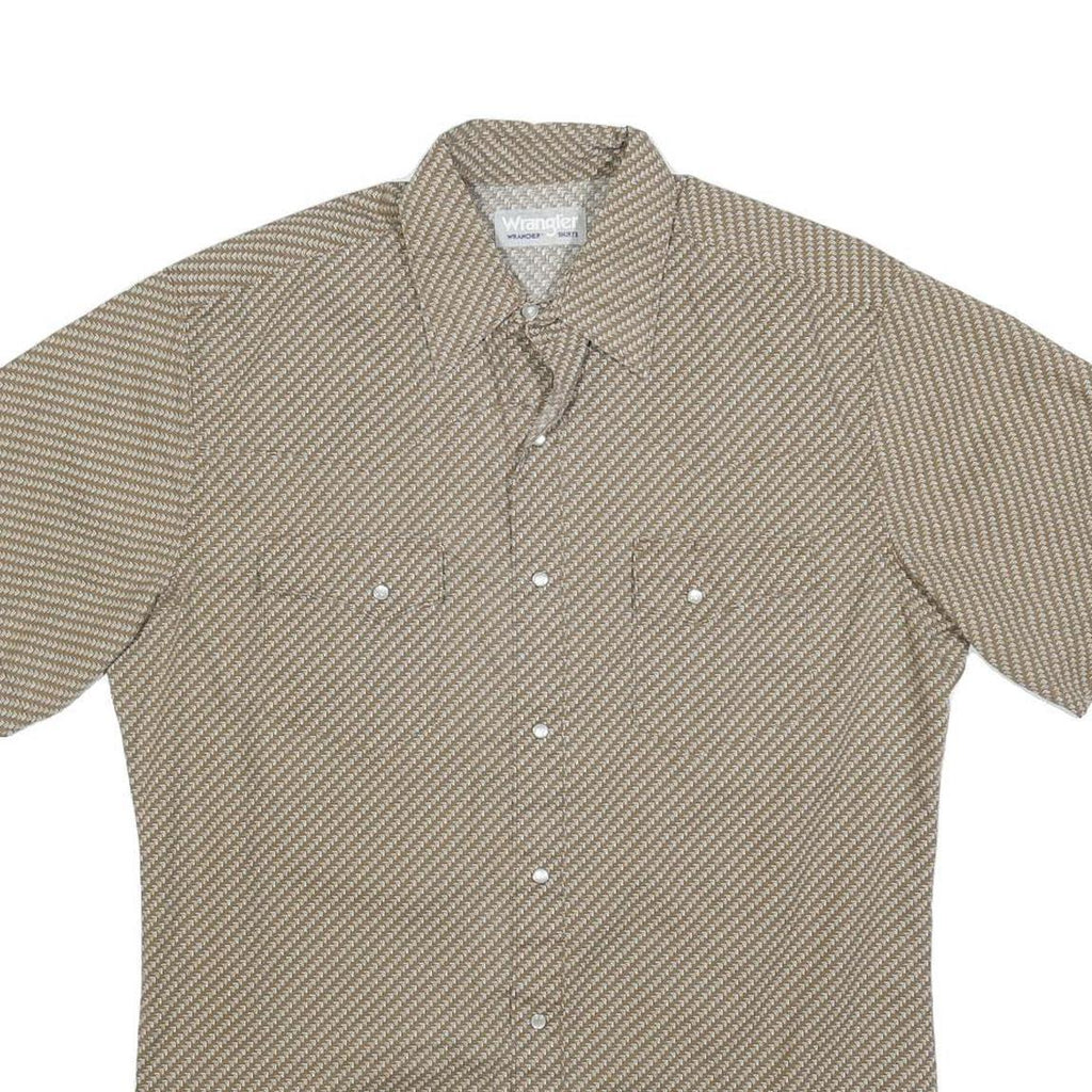 WRANGLER Mens Beige Pattern Short Sleeve Shirt XS Cotton Blend Casual