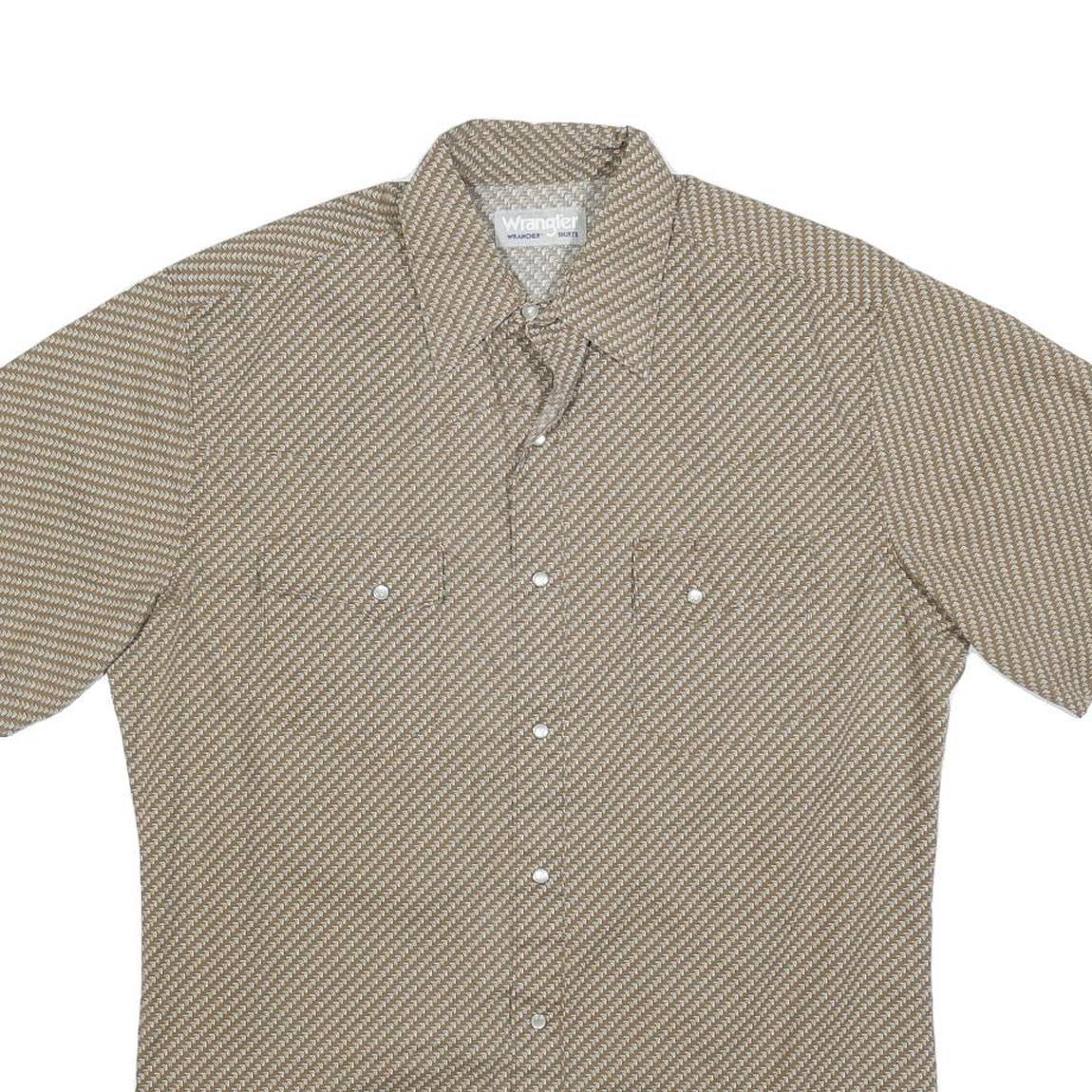 WRANGLER Mens Beige Pattern Short Sleeve Shirt XS Cotton Blend Casual