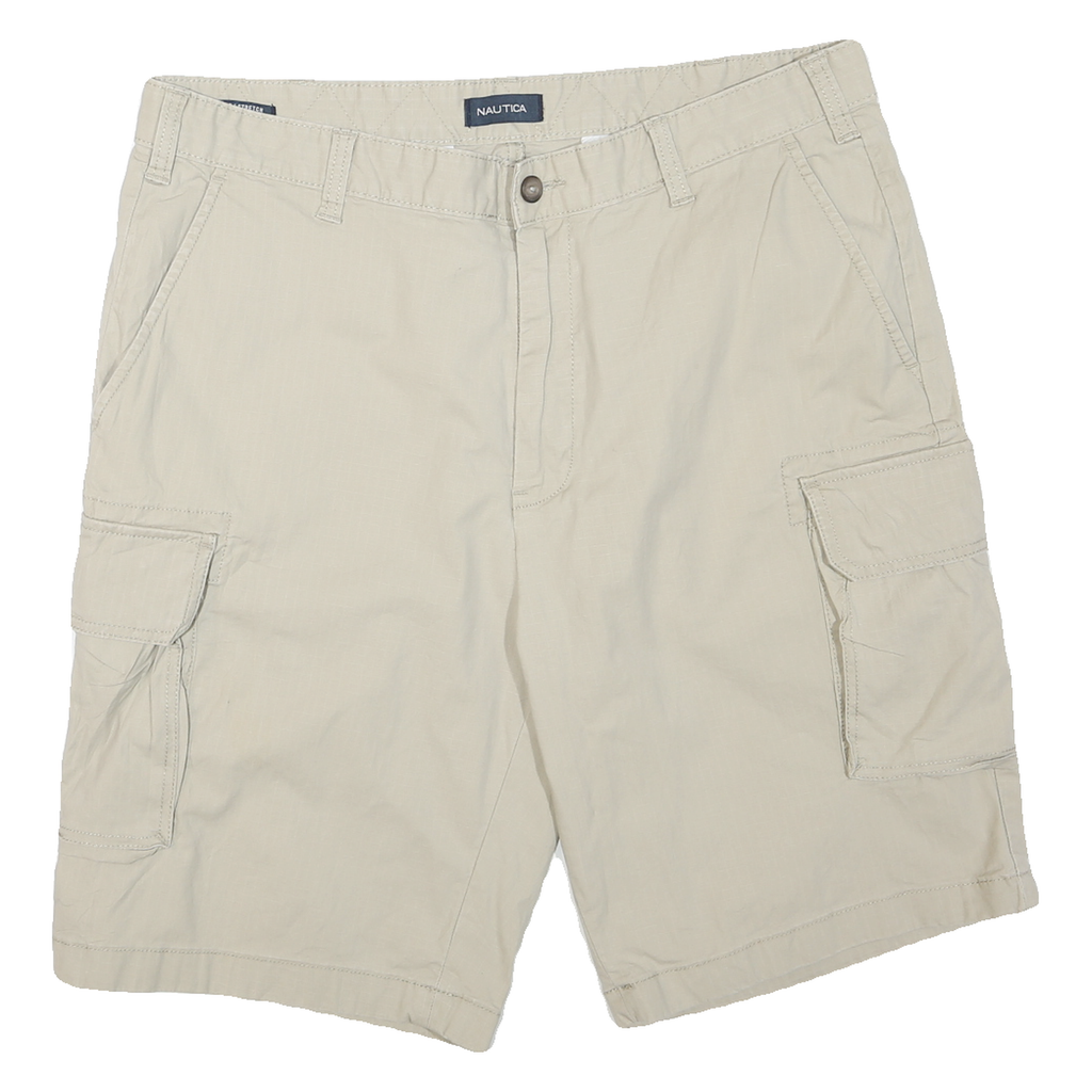 NAUTICA Mens Shorts Beige Cargo Plain XL W36 Casual Cotton Blend