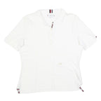 TOMMY HILFIGER Womens White Short Sleeve Plain Polo Shirt L Signature
