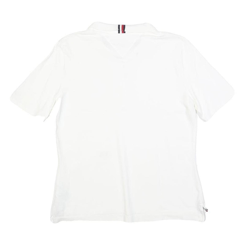 TOMMY HILFIGER Womens White Short Sleeve Plain Polo Shirt L Signature