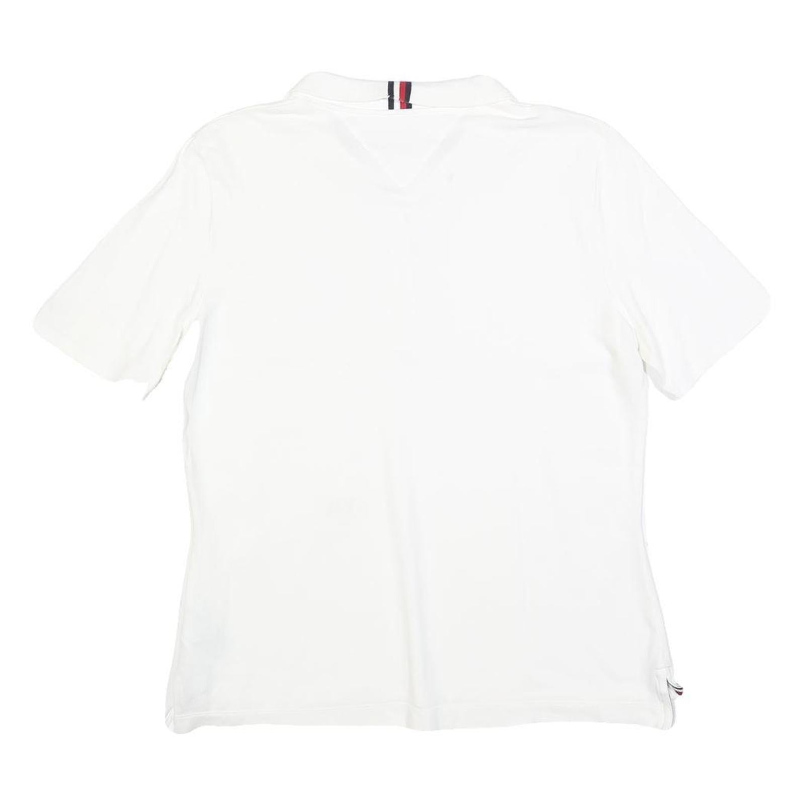 TOMMY HILFIGER Womens White Short Sleeve Plain Polo Shirt L Signature