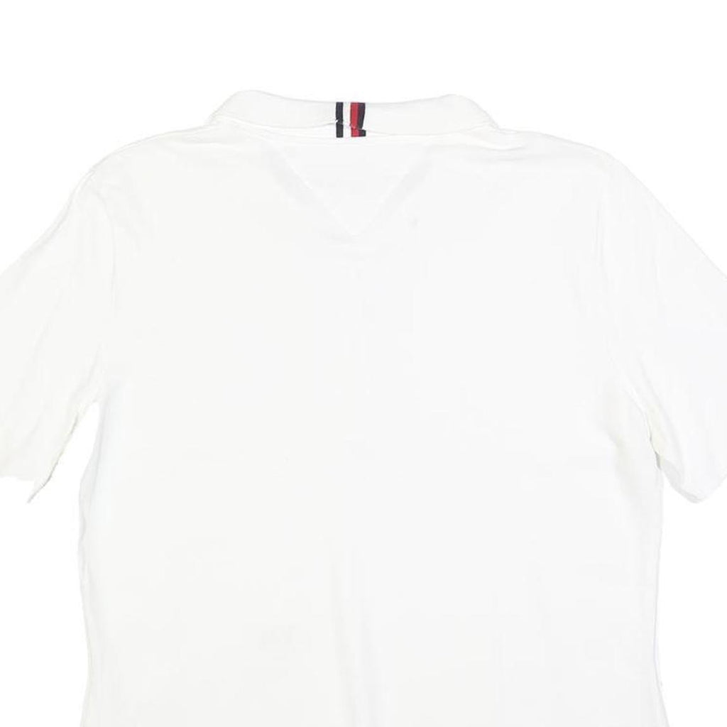 TOMMY HILFIGER Womens White Short Sleeve Plain Polo Shirt L Signature