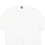 TOMMY HILFIGER Womens White Short Sleeve Plain Polo Shirt L Signature