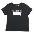LEVI'S Womens Black Battery St Graphic T-Shirt L Short Sleeve Crew Neck Cotton