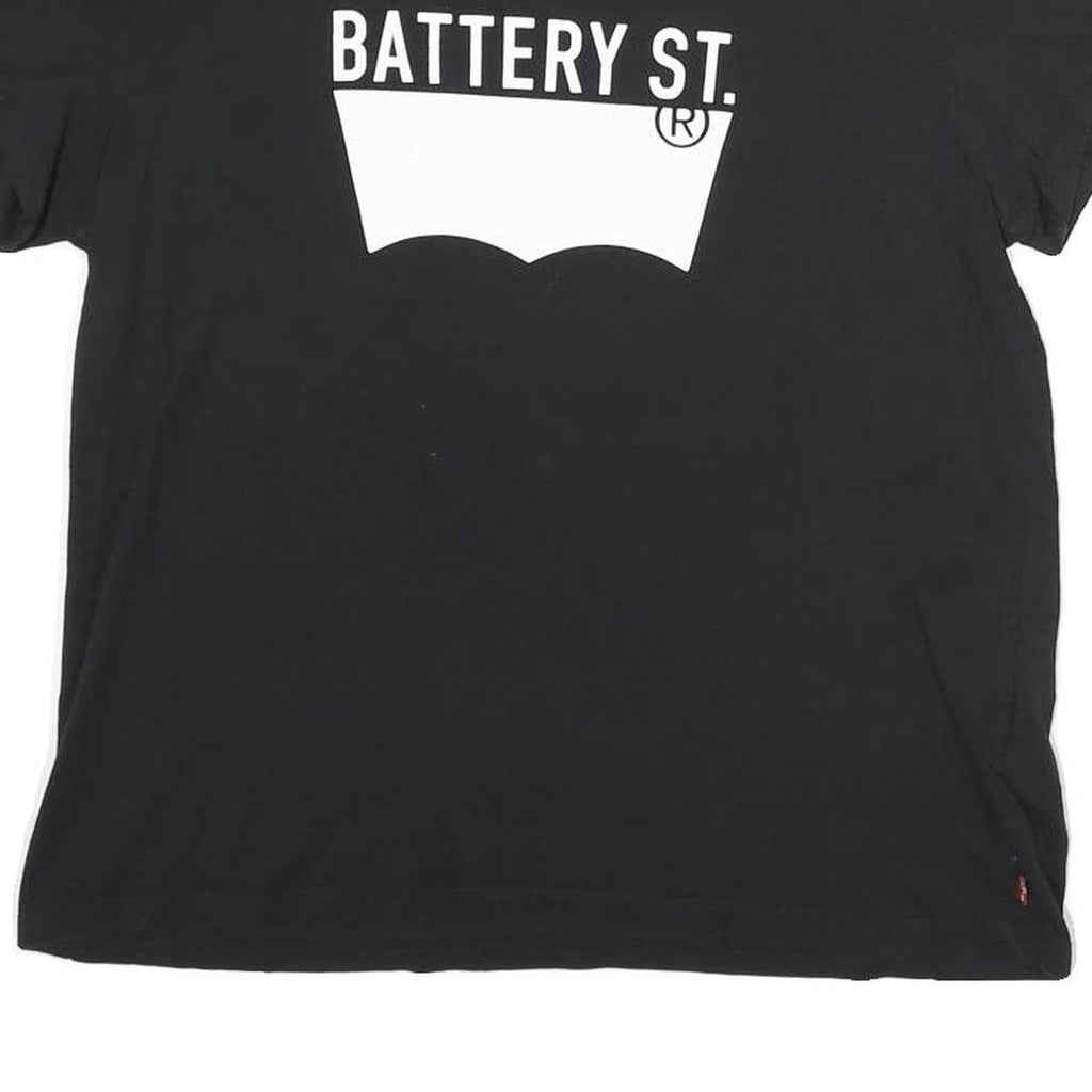LEVI'S Womens Black Battery St Graphic T-Shirt L Short Sleeve Crew Neck Cotton