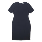 MARKS & SPENCER Womens Navy Blue Day Dress Polyester Blend Short Sleeve Knee
