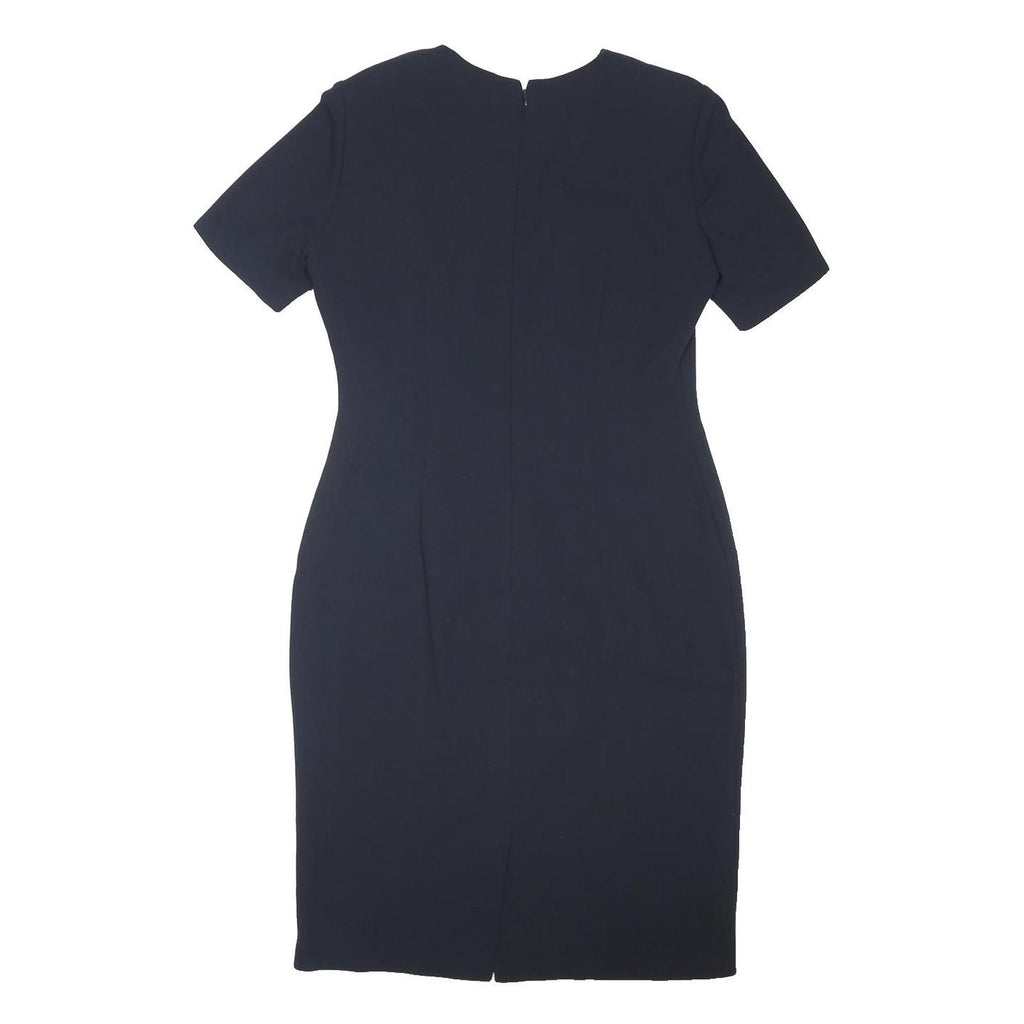 MARKS & SPENCER Womens Navy Blue Day Dress Polyester Blend Short Sleeve Knee