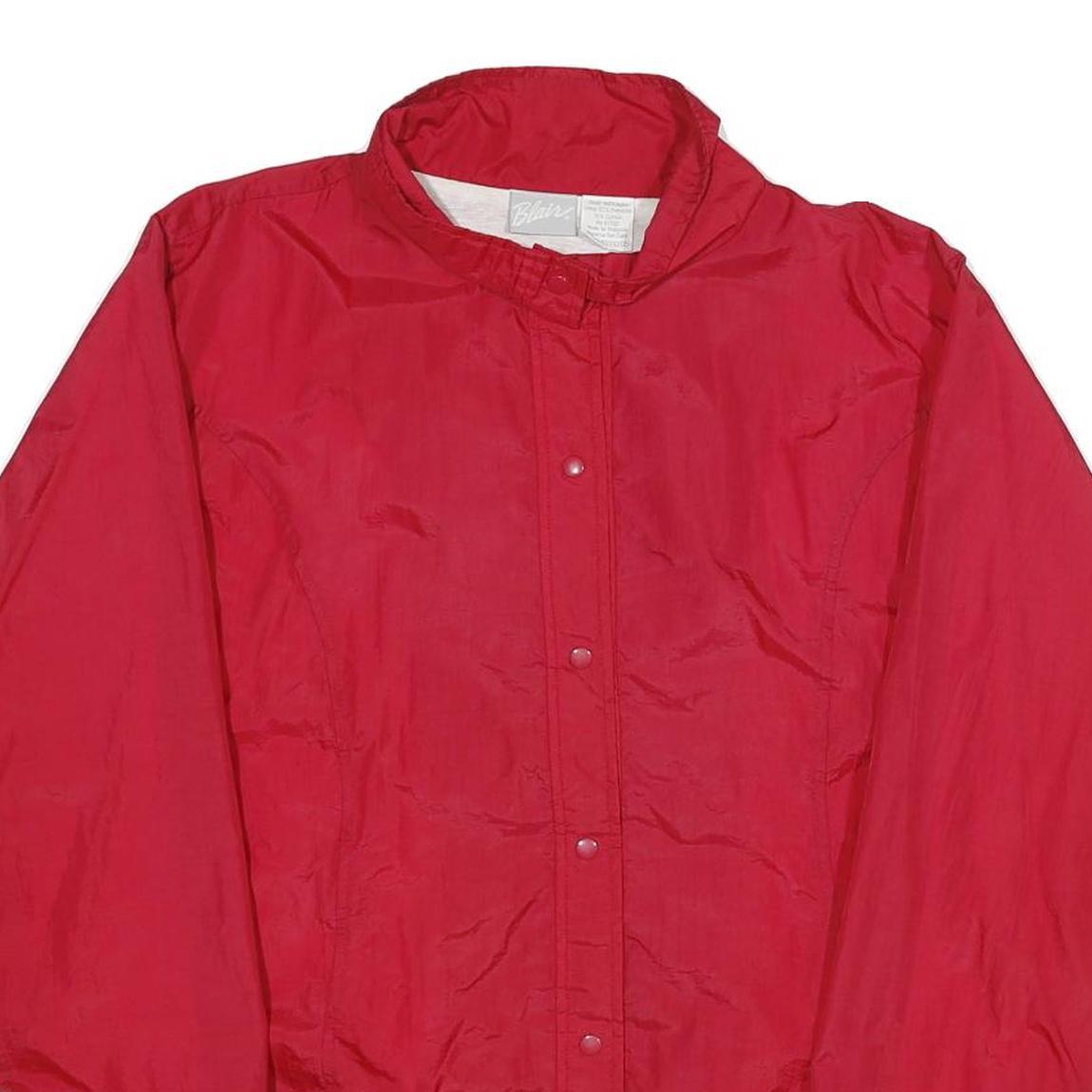 BLAIR Womens Red Nylon Plain Button Jacket M Lightweight Casual Outerwear