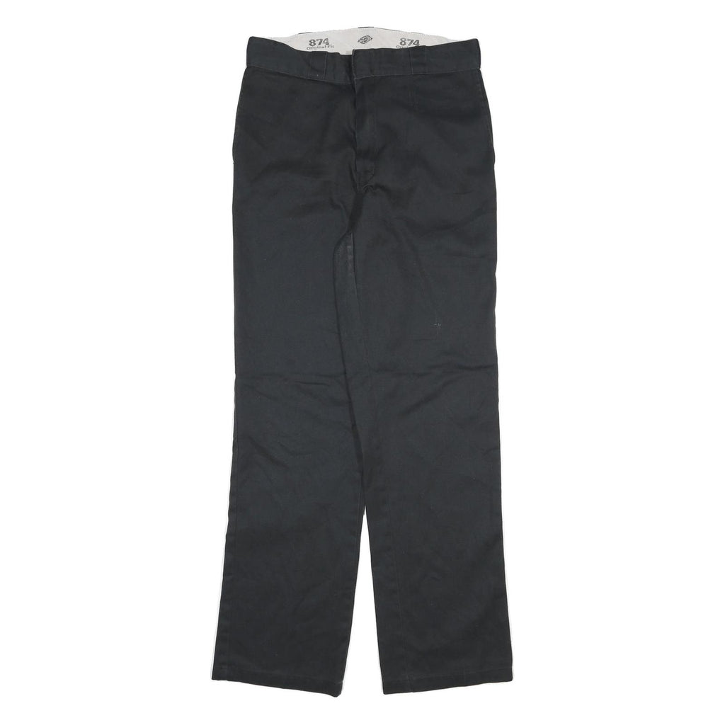DICKIES Mens Cotton Blend Black Regular Straight Trousers W30 L33 Workwear Zip