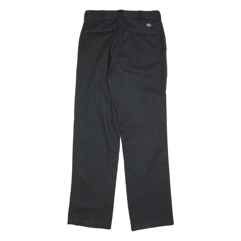 DICKIES Mens Cotton Blend Black Regular Straight Trousers W30 L33 Workwear Zip