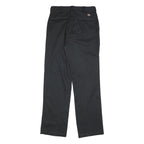 DICKIES Mens Cotton Blend Black Regular Straight Trousers W30 L33 Workwear Zip
