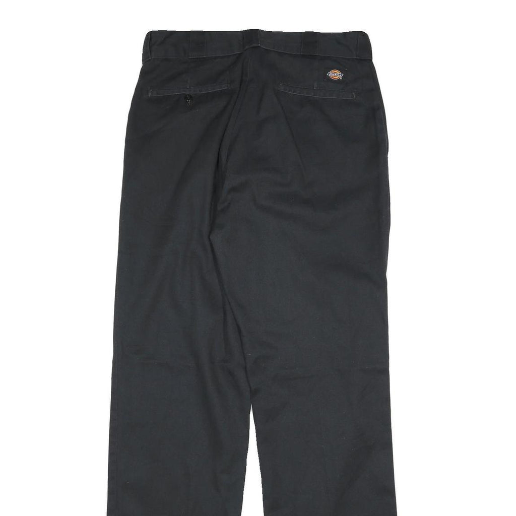DICKIES Mens Cotton Blend Black Regular Straight Trousers W30 L33 Workwear Zip