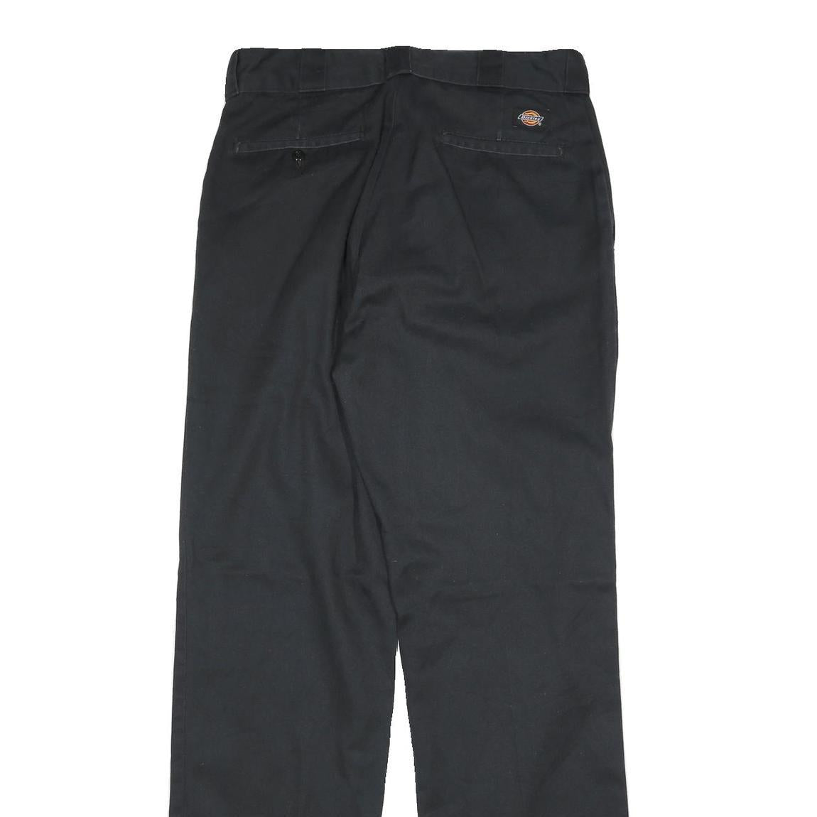 DICKIES Mens Cotton Blend Black Regular Straight Trousers W30 L33 Workwear Zip