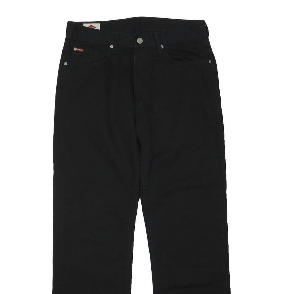 LEE Mens Black Cotton Blend Regular Straight Trousers W32 L31 Classic Button