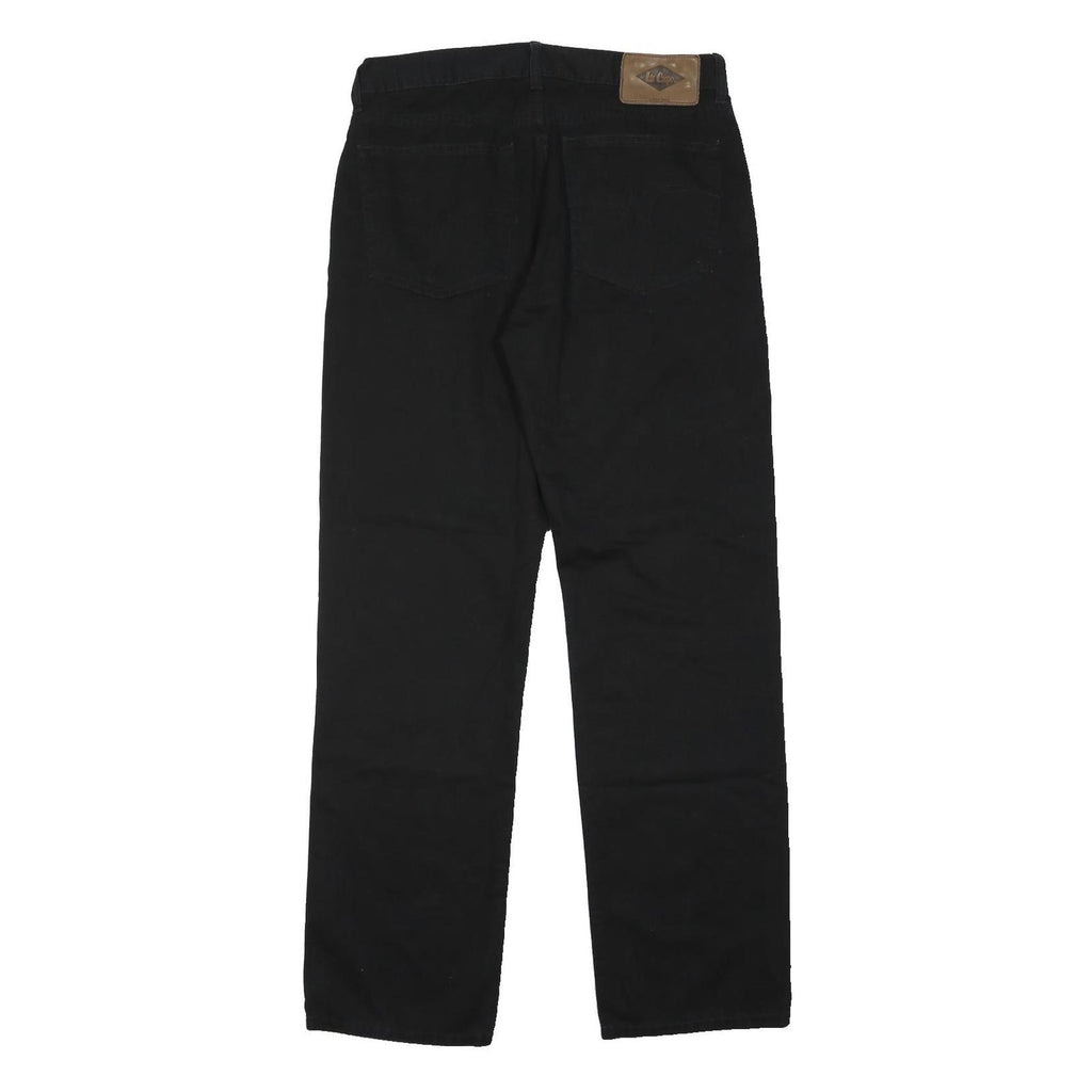 LEE Mens Black Cotton Blend Regular Straight Trousers W32 L31 Classic Button