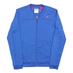 ADIDAS Womens Blue Zip Up Jacket UK 10 Polyester Blend Track Plain Sporty