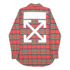 OFF-WHITE Mens Red & Green Tartan Plaid Shirt S Cotton Signature Back Print