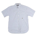 TOMMY HILFIGER Mens Blue & White Checked Shirt M Button-Down Collar Short Sleeve