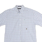 TOMMY HILFIGER Mens Blue & White Checked Shirt M Button-Down Collar Short Sleeve