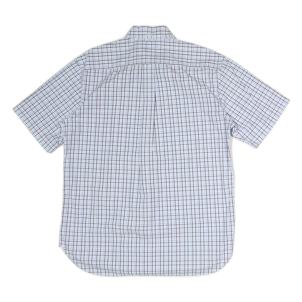 TOMMY HILFIGER Mens Blue & White Checked Shirt M Button-Down Collar Short Sleeve