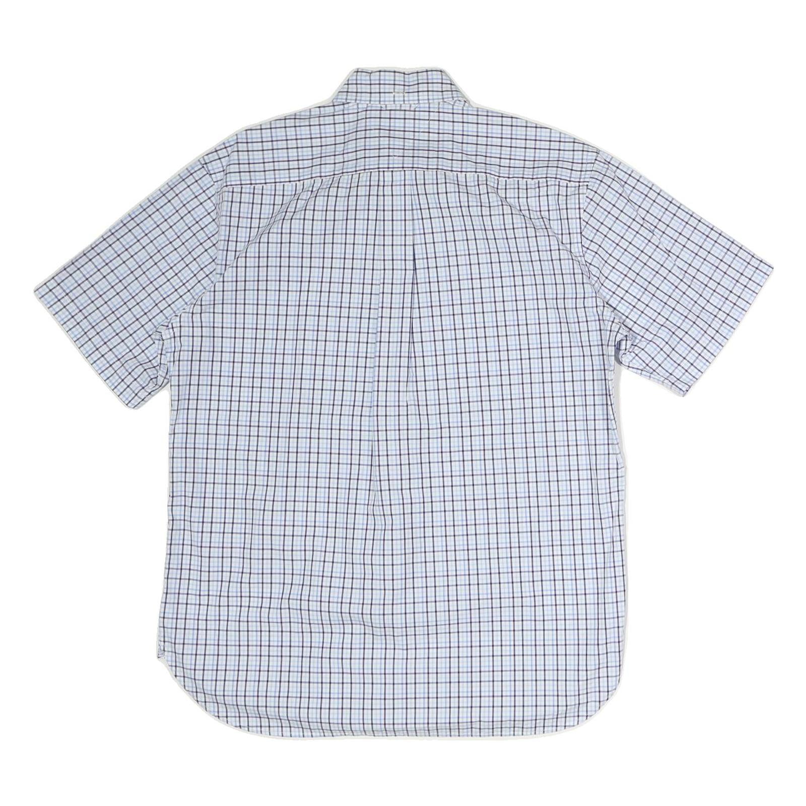 TOMMY HILFIGER Mens Blue & White Checked Shirt M Button-Down Collar Short Sleeve