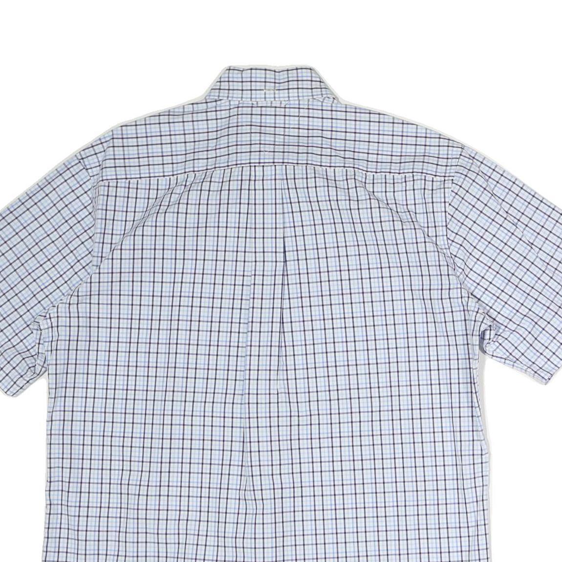 TOMMY HILFIGER Mens Blue & White Checked Shirt M Button-Down Collar Short Sleeve