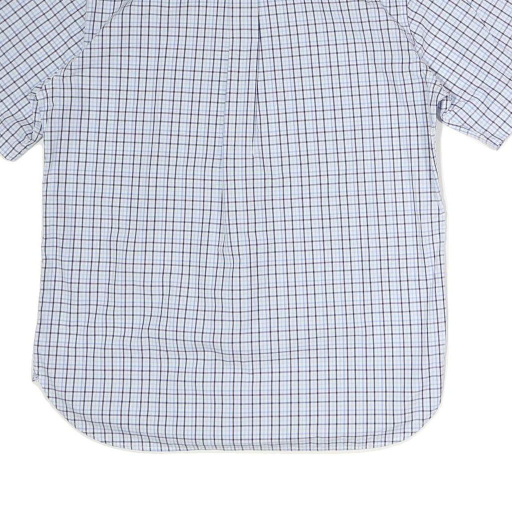 TOMMY HILFIGER Mens Blue & White Checked Shirt M Button-Down Collar Short Sleeve
