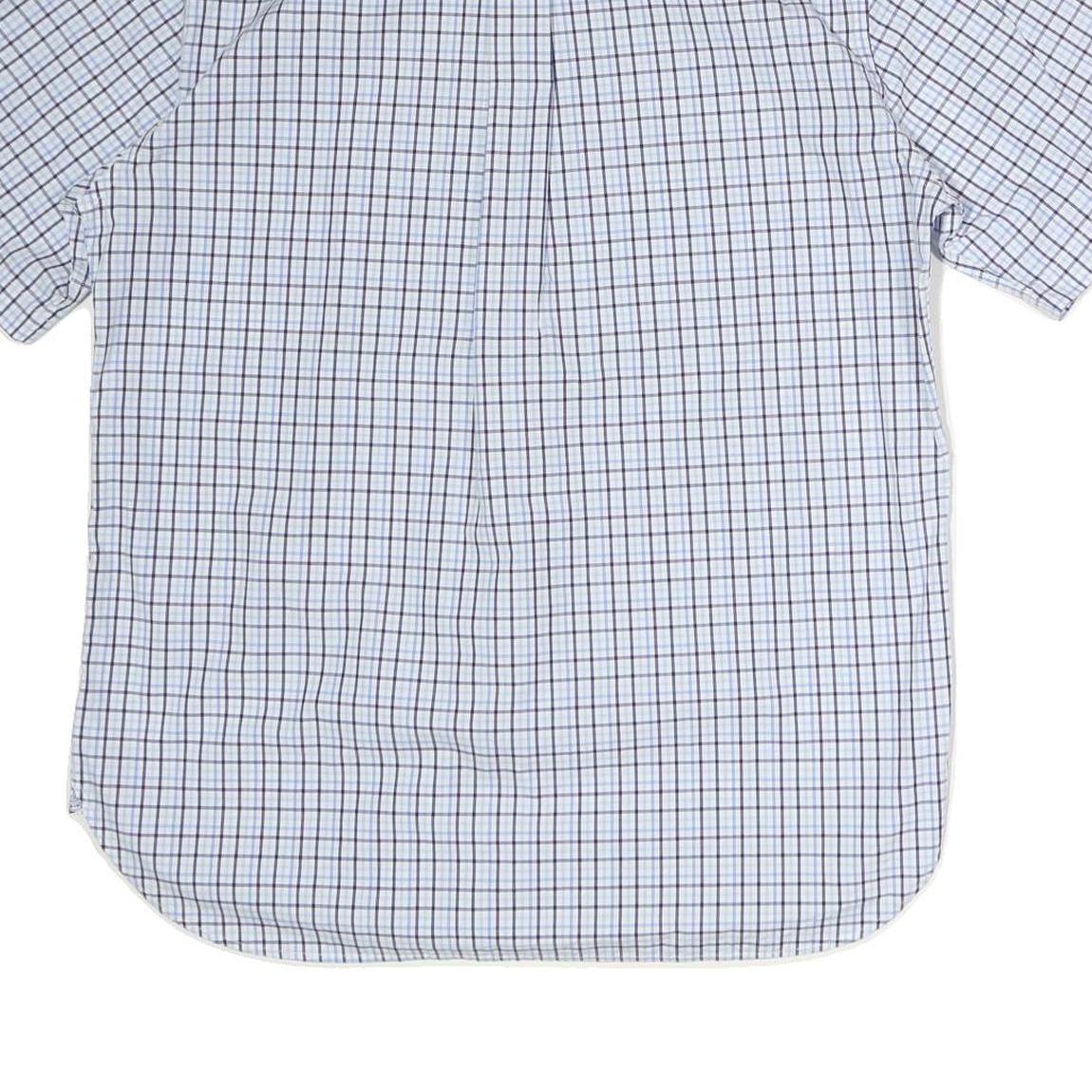 TOMMY HILFIGER Mens Blue & White Checked Shirt M Button-Down Collar Short Sleeve