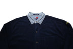 TOMMY JEANS Mens Navy Blue Denim Collar Button Jacket L Polyester Plain Casual