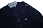 TOMMY JEANS Mens Navy Blue Denim Collar Button Jacket L Polyester Plain Casual