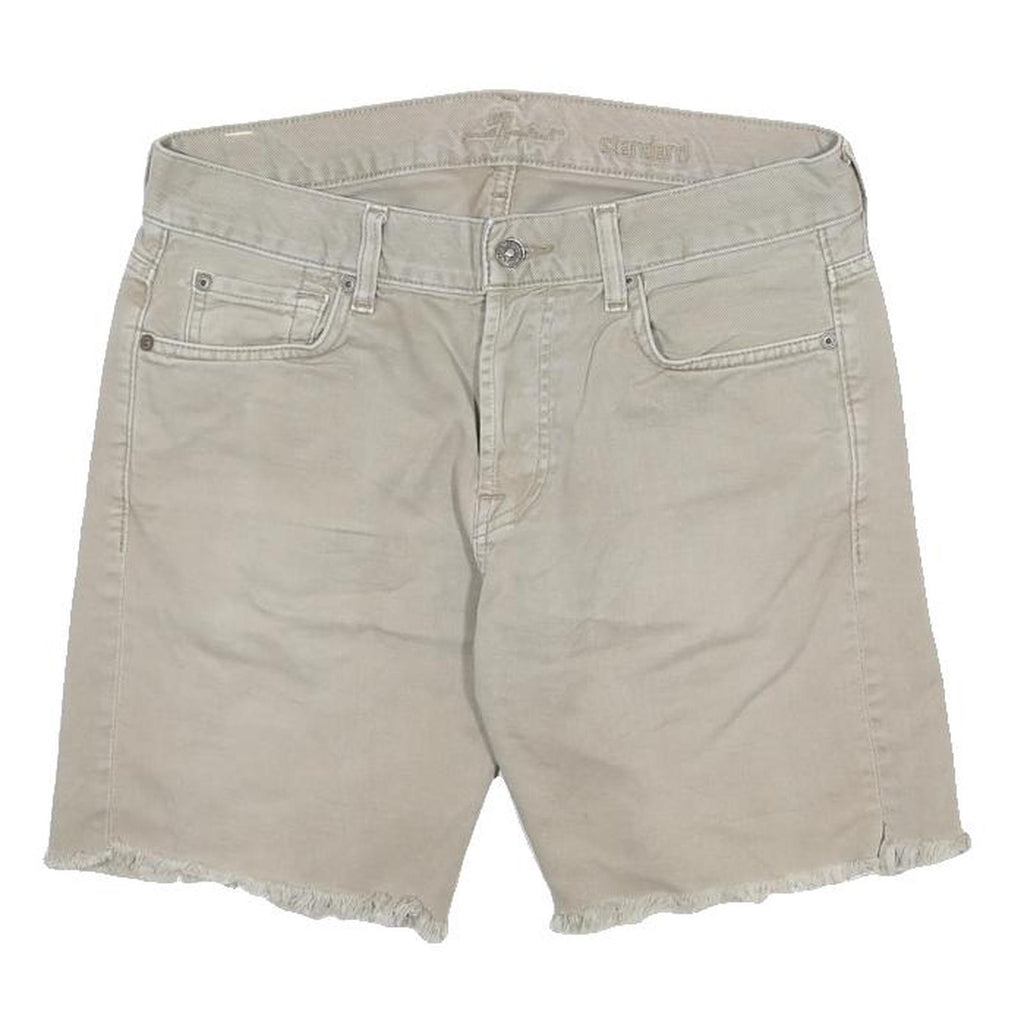 7 FOR ALL MANKIND Mens Shorts Beige Casual Cotton M W31 Frayed Hem Summer