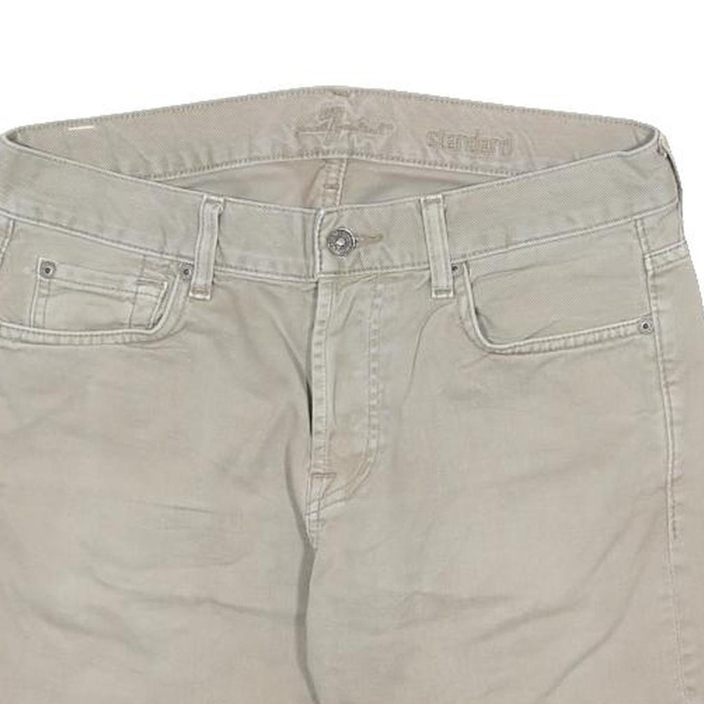 7 FOR ALL MANKIND Mens Shorts Beige Casual Cotton M W31 Frayed Hem Summer