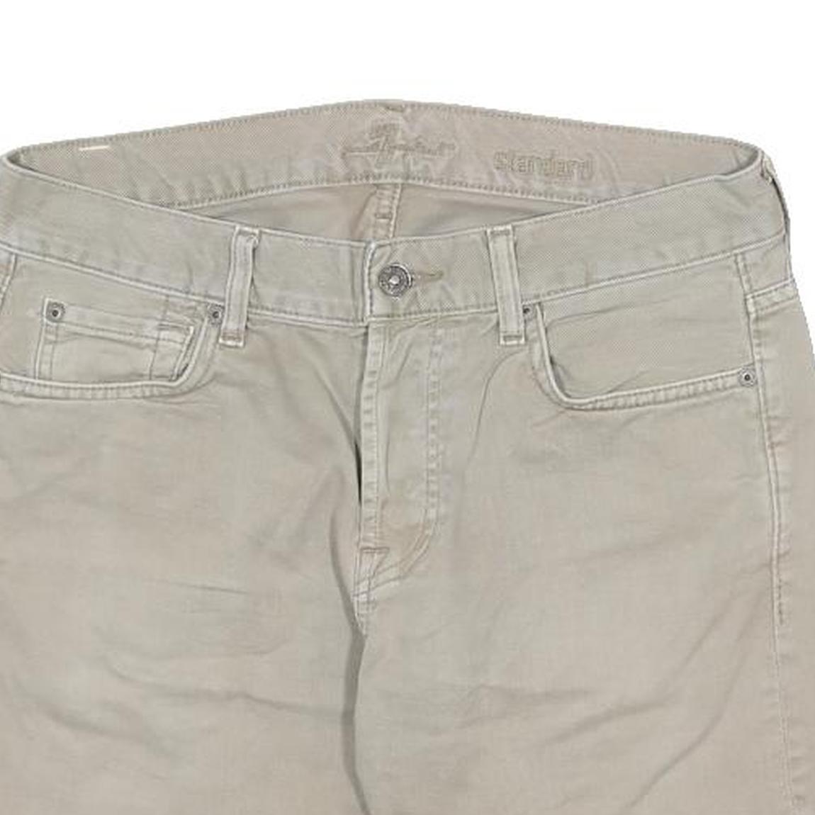 7 FOR ALL MANKIND Mens Shorts Beige Casual Cotton M W31 Frayed Hem Summer