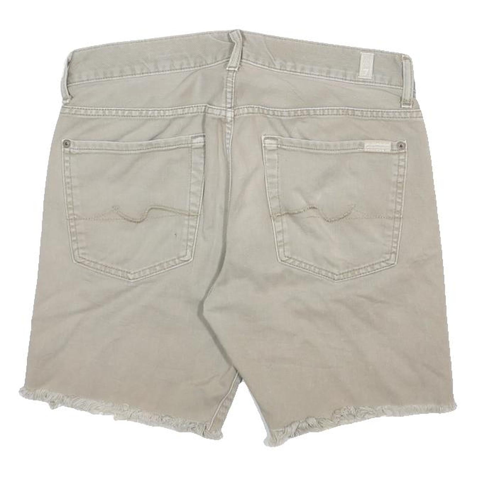 7 FOR ALL MANKIND Mens Shorts Beige Casual Cotton M W31 Frayed Hem Summer