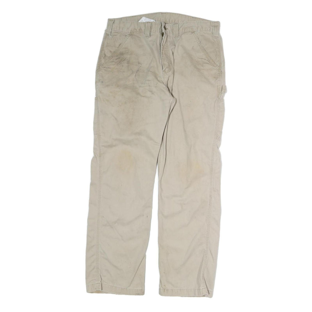 CARHARTT Mens Jeans Relaxed Straight Denim Beige W36 L32 Cotton Workwear