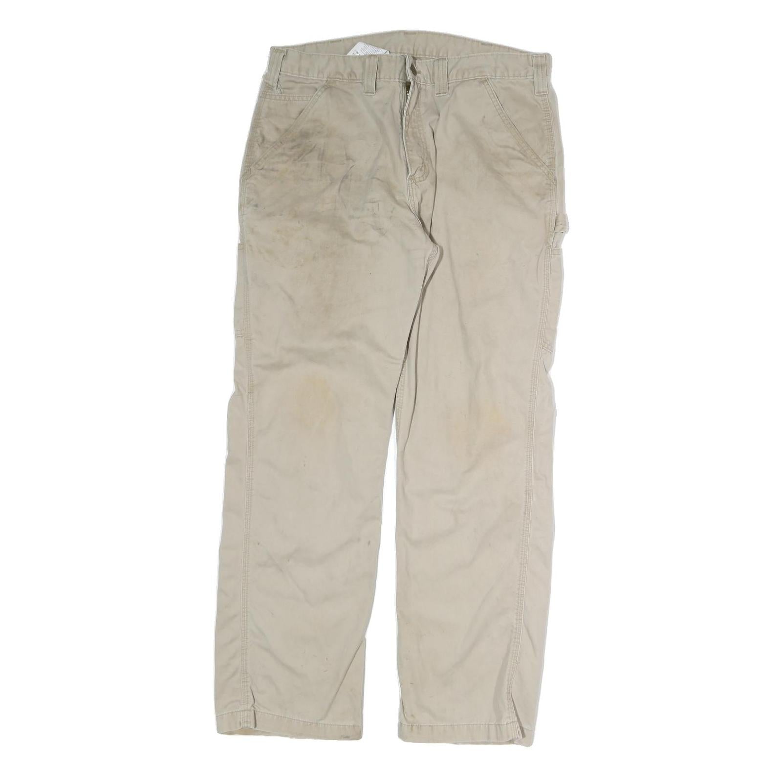 CARHARTT Mens Jeans Relaxed Straight Denim Beige W36 L32 Cotton Workwear