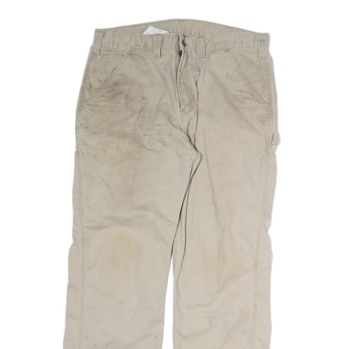 CARHARTT Mens Jeans Relaxed Straight Denim Beige W36 L32 Cotton Workwear