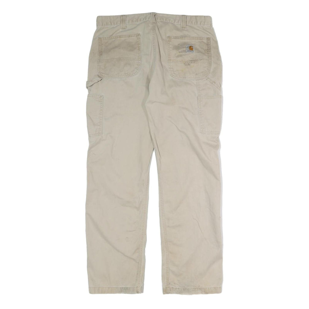 CARHARTT Mens Jeans Relaxed Straight Denim Beige W36 L32 Cotton Workwear
