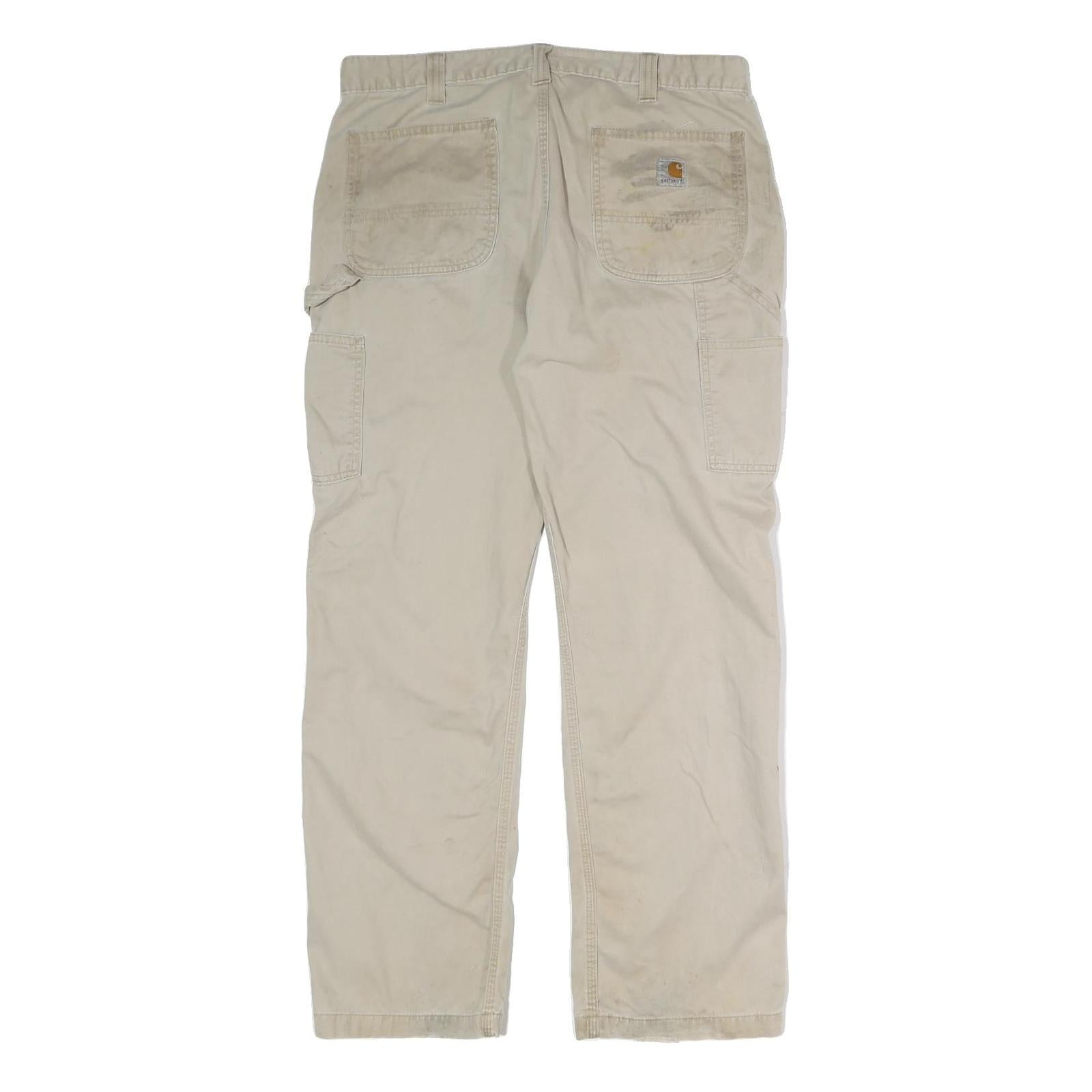 CARHARTT Mens Jeans Relaxed Straight Denim Beige W36 L32 Cotton Workwear