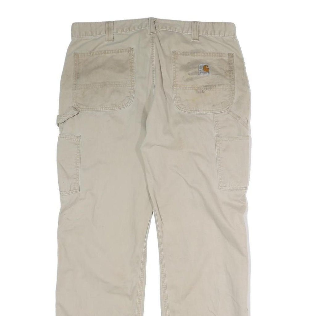 CARHARTT Mens Jeans Relaxed Straight Denim Beige W36 L32 Cotton Workwear