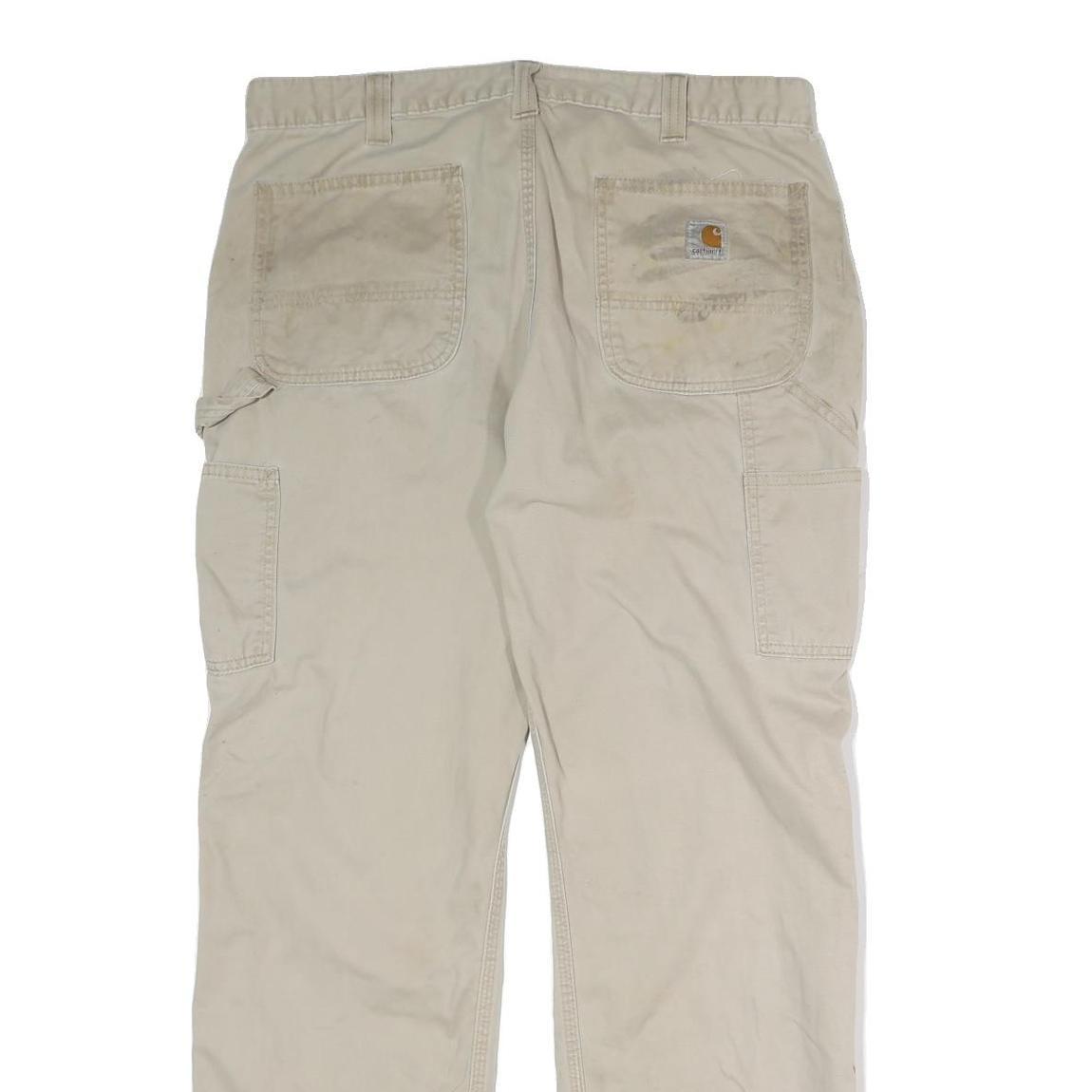 CARHARTT Mens Jeans Relaxed Straight Denim Beige W36 L32 Cotton Workwear