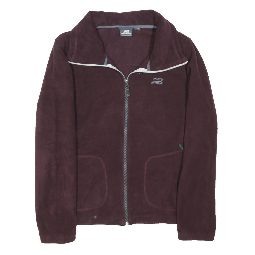 NEW BALANCE Womens Maroon Zip Jacket L Polyester Blend Plain Casual Activewear