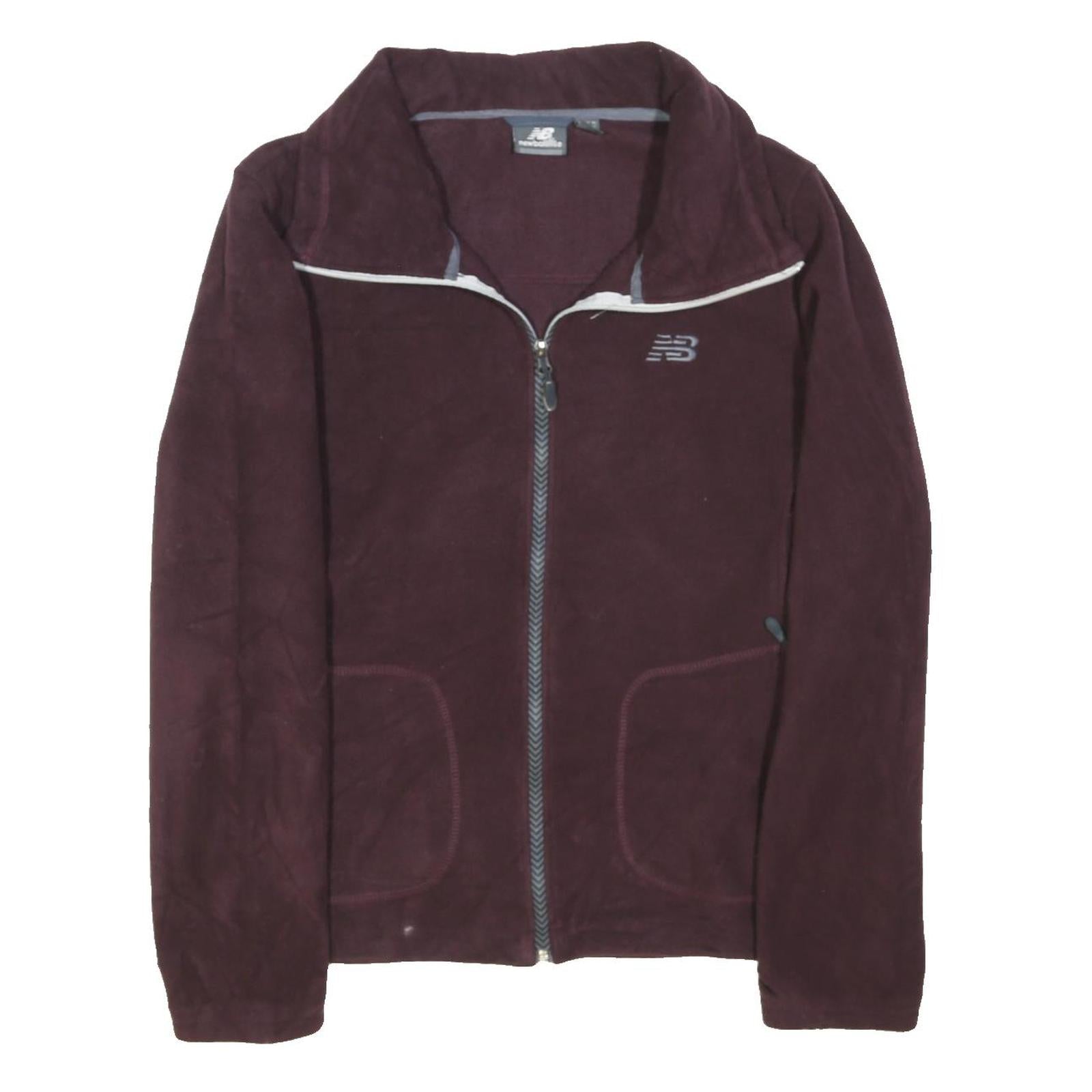 NEW BALANCE Womens Maroon Zip Jacket L Polyester Blend Plain Casual Activewear