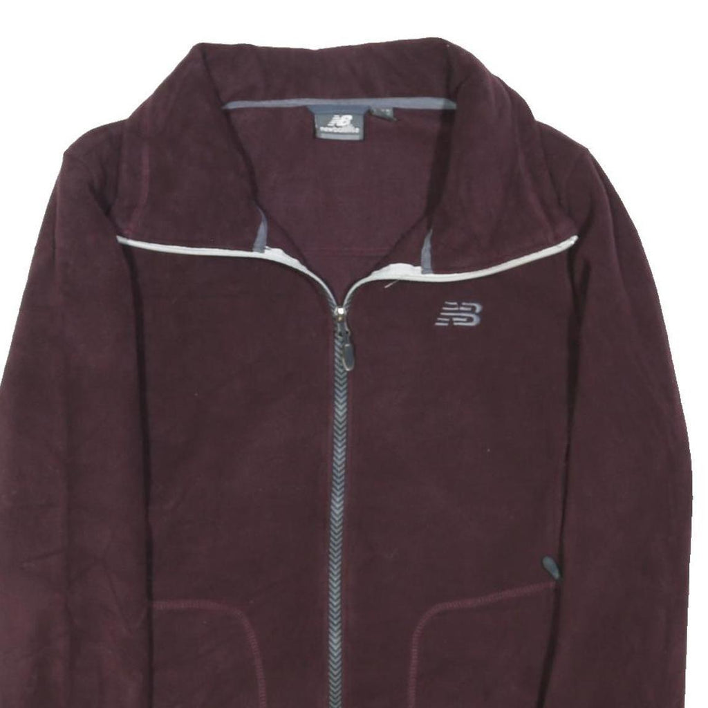 NEW BALANCE Womens Maroon Zip Jacket L Polyester Blend Plain Casual Activewear