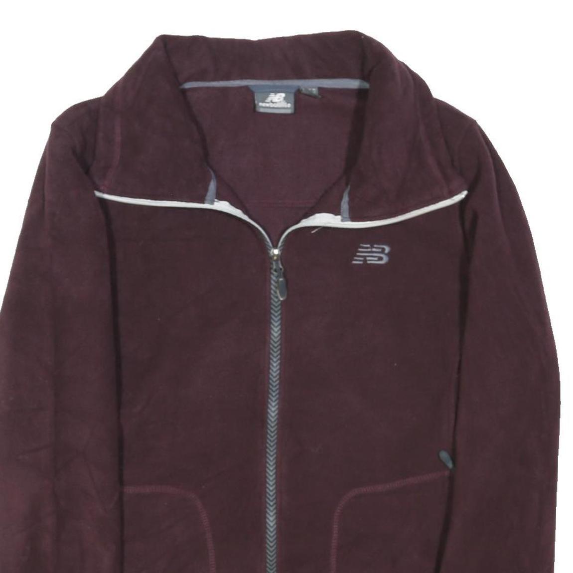 NEW BALANCE Womens Maroon Zip Jacket L Polyester Blend Plain Casual Activewear