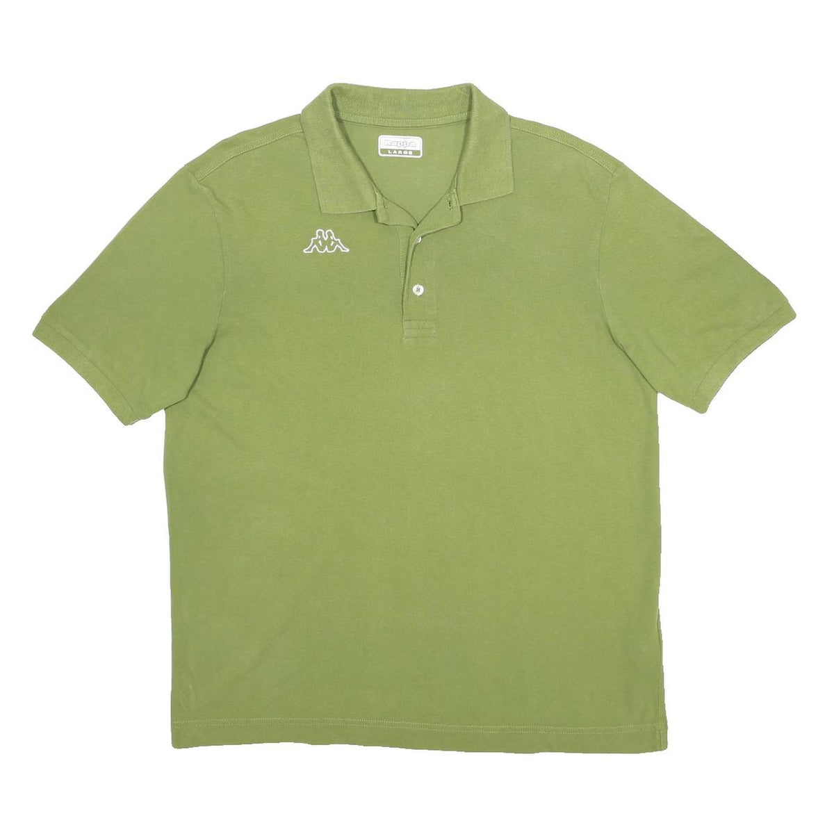KAPPA Mens Green Short Sleeve Plain Polo Shirt L Classic Cotton Casual