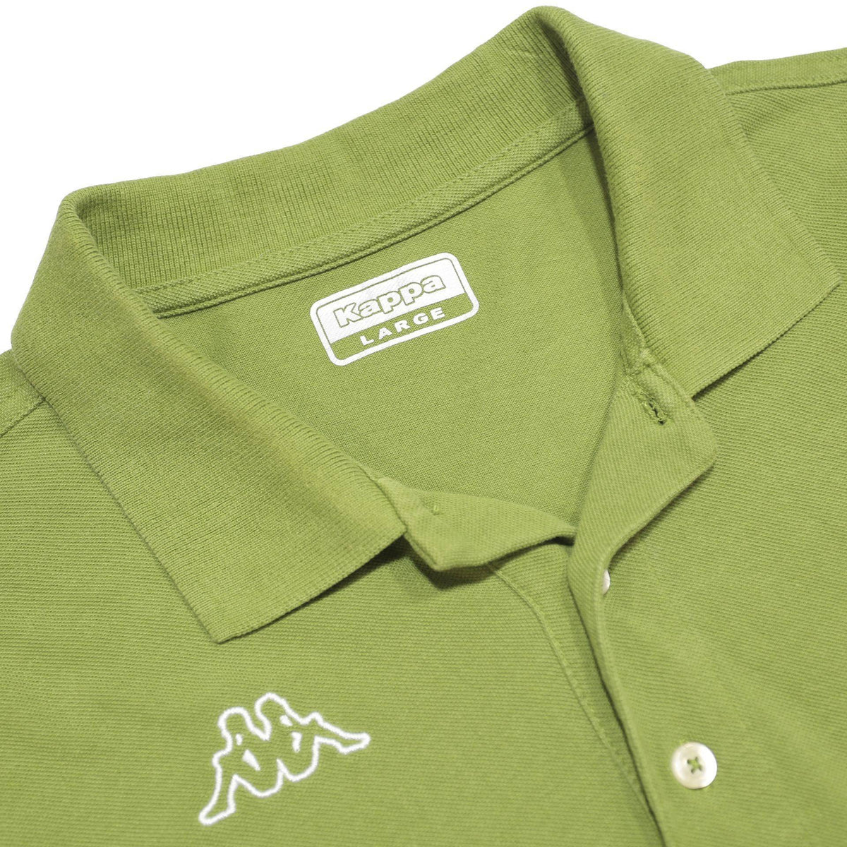KAPPA Mens Green Short Sleeve Plain Polo Shirt L Classic Cotton Casual