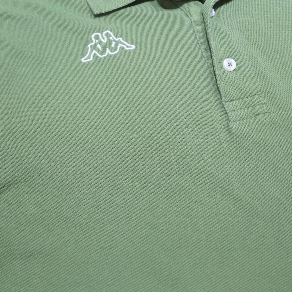 KAPPA Mens Green Short Sleeve Plain Polo Shirt L Classic Cotton Casual