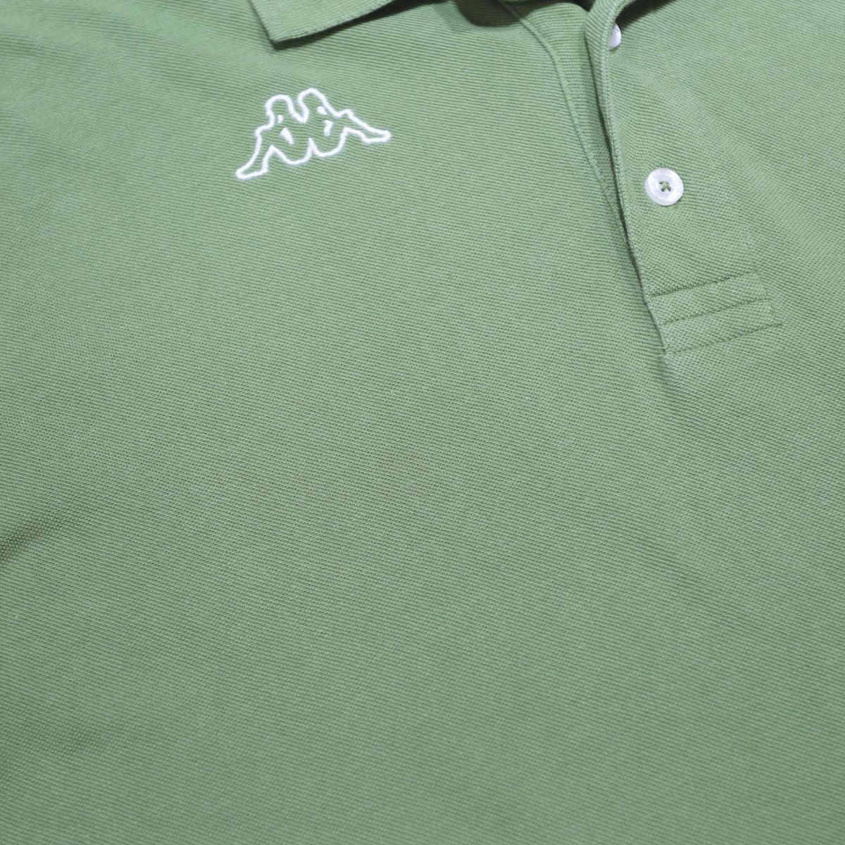 KAPPA Mens Green Short Sleeve Plain Polo Shirt L Classic Cotton Casual